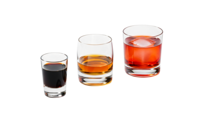 Three different shots isolated on transparent background are displayed
