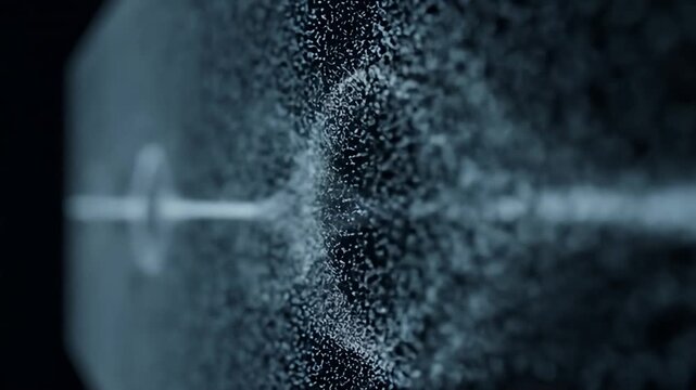 Abstract particle wave dots create a central focused point with radiating light