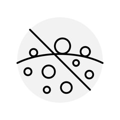 Does not form pellets on fabric icon, editable stroke 