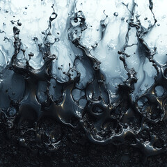 Abstract Fluid Art With Dynamic Black And Blue Swirls. Captures The Essence Of Movement And Chaos