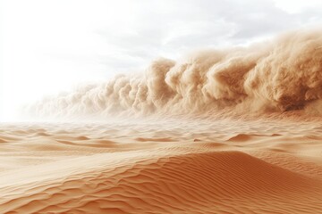 Sandstorm Sweeping Across Desert Landscape. Natural Phenomenon Showcasing The Power Of Nature