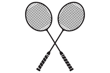 Badminton racket and tennis racket silhouettes sports equipment outline vector illustration
