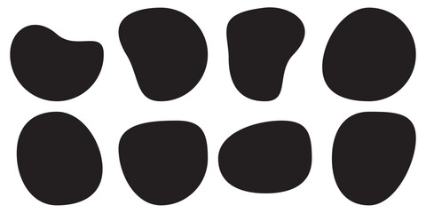 Blobs icon. Rock black icons. Drops or stone silhouettes. Vector set of black blobs . Organic blob shapes collection .