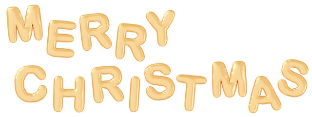 3D画像_風船_MERRY CHRISTMAS_イエロー