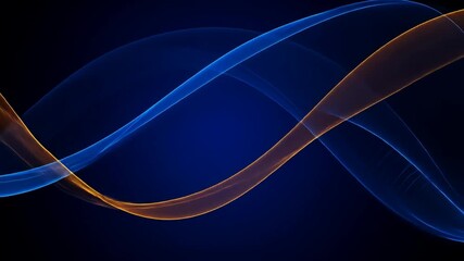 Abstract wave pattern with blue & golden ribbon on dark background - Powered by Adobe