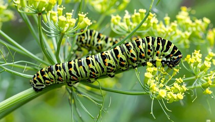 Two caterpillars on fennel