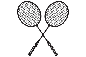 Badminton racket and tennis racket silhouettes sports equipment outline vector illustration
