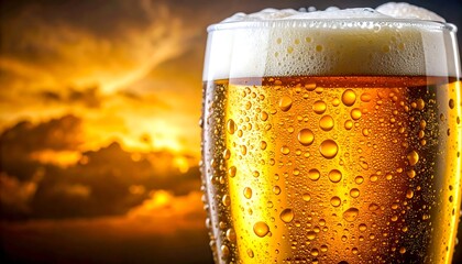 Refreshing golden brew close