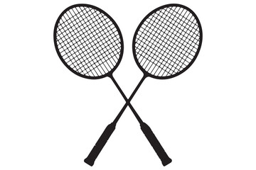 Badminton racket and tennis racket silhouettes sports equipment outline vector illustration
