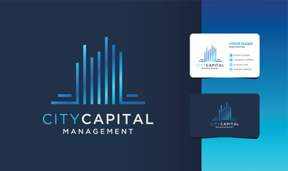 city capital management logo with business card design.