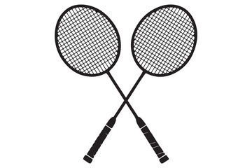 Badminton racket and tennis racket silhouettes sports equipment outline vector illustration
