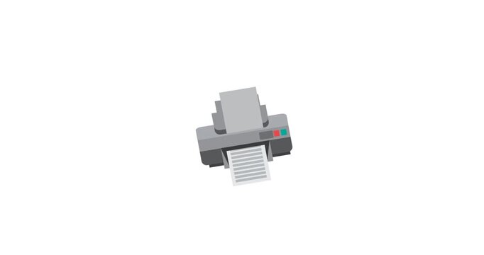 Animated printer icon representing printer concept for digital and creative use