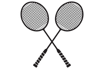 Badminton racket and tennis racket silhouettes sports equipment outline vector illustration
