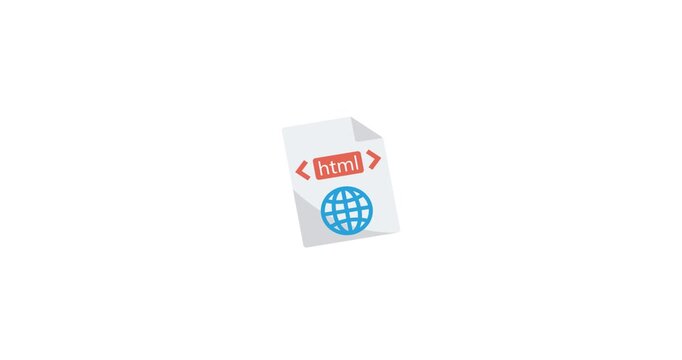 Animated html icon representing html concept for digital and creative use