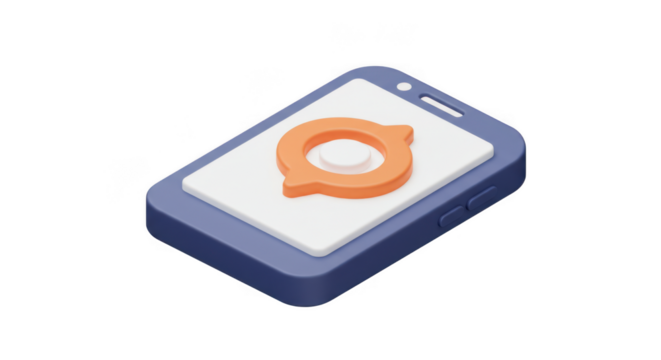 3d isometric smartphone with location icon isolated on transparent background