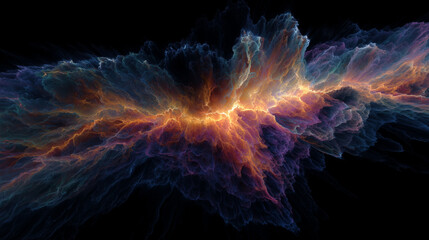 Obraz premium Abstract solar art depicting an immense eruption of superheated plasma in unseen colors against space.