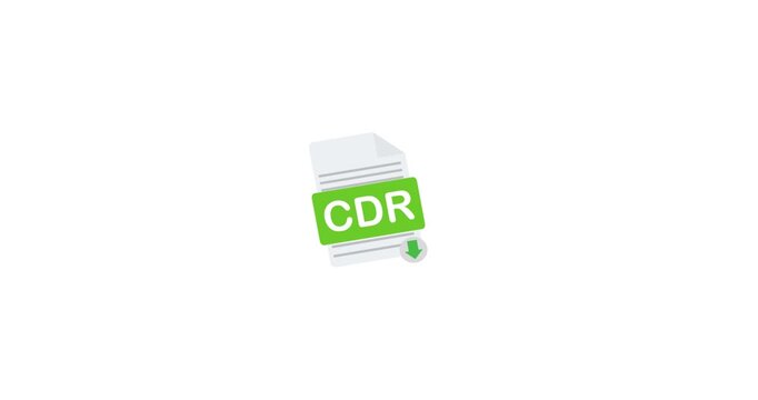 Animated cdr file icon representing cdr file concept for digital and creative use