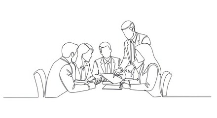 Business Meeting Continuous Line Drawing.