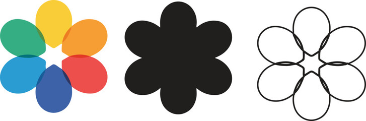 Illustrations of flower designs in different forms