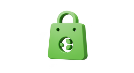 3d render of a green shopping bag icon isolated on transparent background