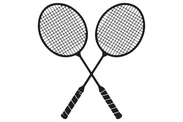Badminton racket and tennis racket silhouettes sports equipment outline vector illustration
