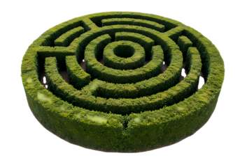 Circular Green Maze A Concentric Labyrinth Design isolated on transparent background
