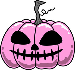 Pink Halloween Pumpkin Ghost Doodle Cartoon