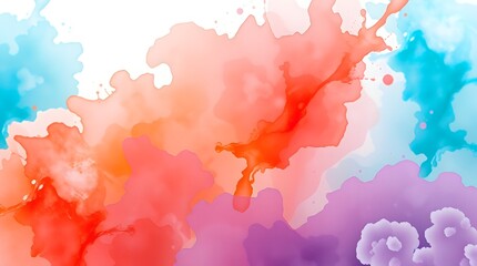 Vibrant Abstract Watercolor Painting with Red and Blue Color Splash