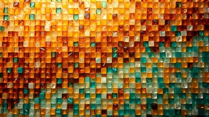 Color Mosaic Grid &ndash; Translucent Tiles in Warm-Cool Gradient for Artistic Texture and Depth