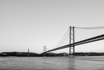 25 de Abril Bridge over the Tagus with Cristo Rei, Lisbon, Portugal