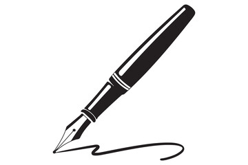 Black pen silhouette icon isolated on white background for office, writing, or education concept vector illustration