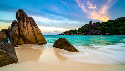 Tropical beach at sunset