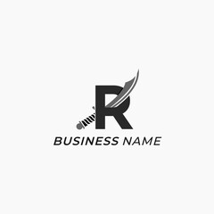 design logo combine sword and letter R