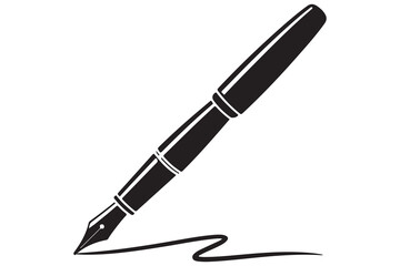 Black pen silhouette icon isolated on white background for office, writing, or education concept vector illustration"
