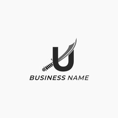 design logo creative letter U and sword