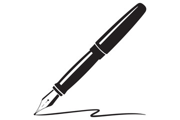 Black pen silhouette icon isolated on white background for office, writing, or education concept vector illustration"
