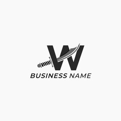 Fototapeta premium design logo creative letter W and sword