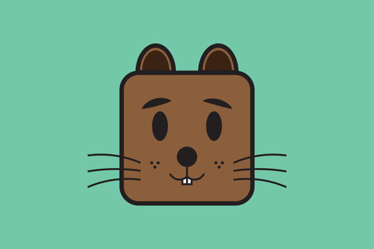 Logo with a cute mouse for the brand and the icon with a cute animal mouse in the drawing illustration in the drawinf flat concept rectange logo in vector .