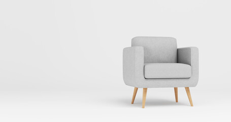 Obraz premium Stylish fabric armchair with wooden base