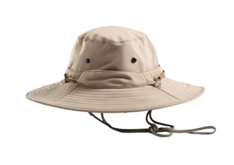 Beige sun hat with adjustable strings