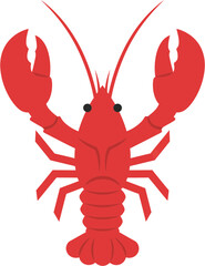 Simple Flat Style Red Lobster Seafood Animal Aquatic Marine Creature