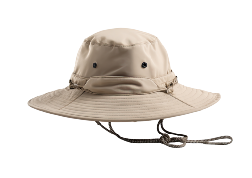 Beige sun hat with adjustable strings