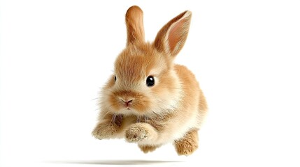 Obraz premium A rabbit, brown and agile, sprints with paws raised high