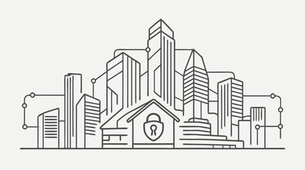 City Security and Protection: This image embodies the concept of urban safety, depicting a cityscape secured by robust protection.