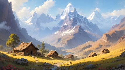 Majestic Mountain Landscape with Seasonal Light and Natural Detail