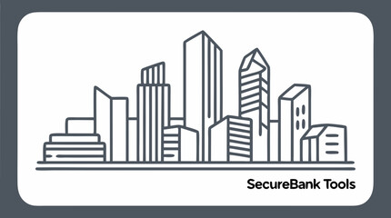 Cityscape Outline: A minimalist, contemporary cityscape in monochrome, featuring sleek high-rise buildings and architectural lines.