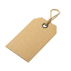 Blank kraft tag, jute twine, isolated, white background, packaging