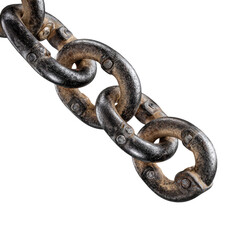 Obraz premium Close-up of a section of heavy-duty metal chain. Links are connected tightly. Dark gray/black color