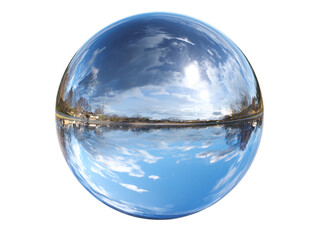  Round Glass Sphere Showing Reflections, Isolated, White Background PNG