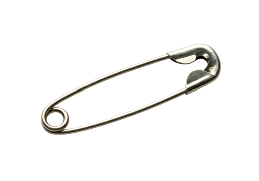 Safety Pin Closeup Photography of Metal Safety Pin on Black Background Detailed Texture and Design isolated on transparent background